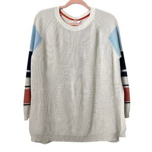 Mersea Sweater Womens OS Beige Camden Stripe Traveller Oversized Button Back